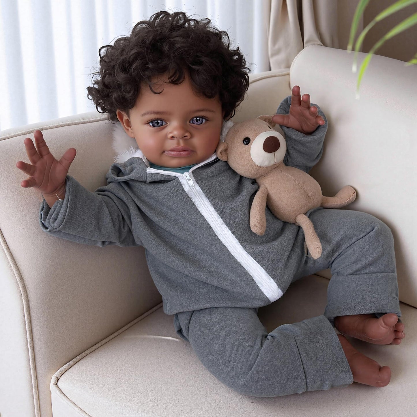 SGAFESZE Reborn Baby Dolls Black - 20 Inch African American Realistic Baby Doll - Lifelike Curly Hair  Weighted Soft Body & enhanced Gift Box for Kids 3+