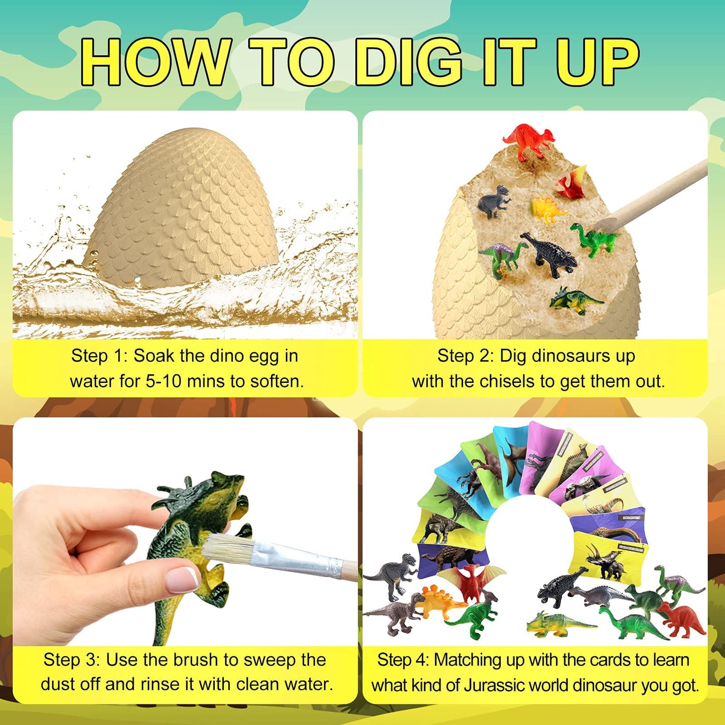 Earth'Scode Jumbo Dino Egg Excavation Dig Kit, Archeology Educational Science Stem Toy, Crafts Gift For Kids