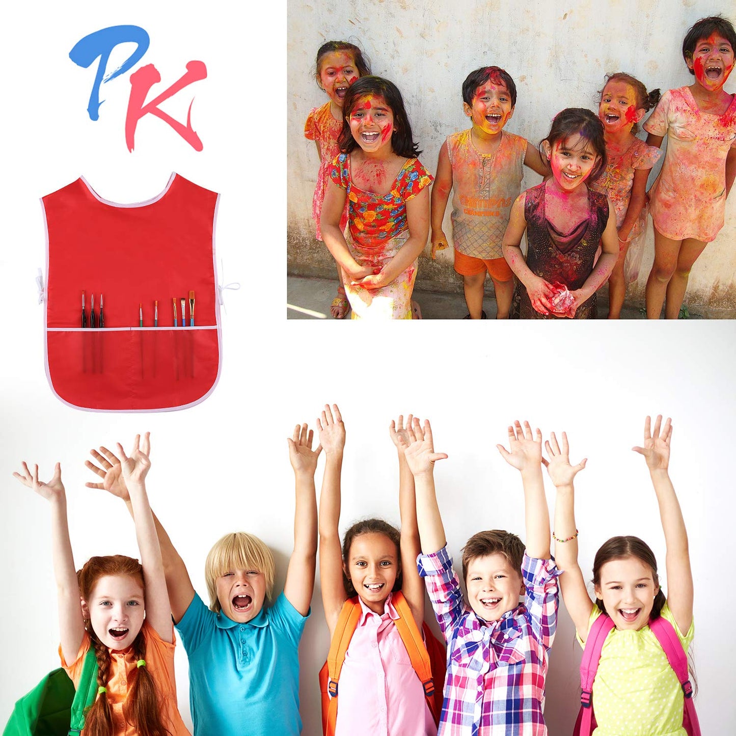 SATINIOR 4 Pieces Art Smock for Kids Waterproof Artist Painting Apron Bulk for Children Craft Handwork Cooking Toddler Activity,