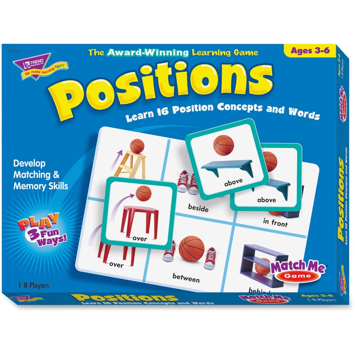 Trend Enterprises: Match Me Game–Positions, Learn 16 Position Concepts And Words, Develop Matching And Memory Skills, Play 3 Different Fun Ways, Ages 3 And Up