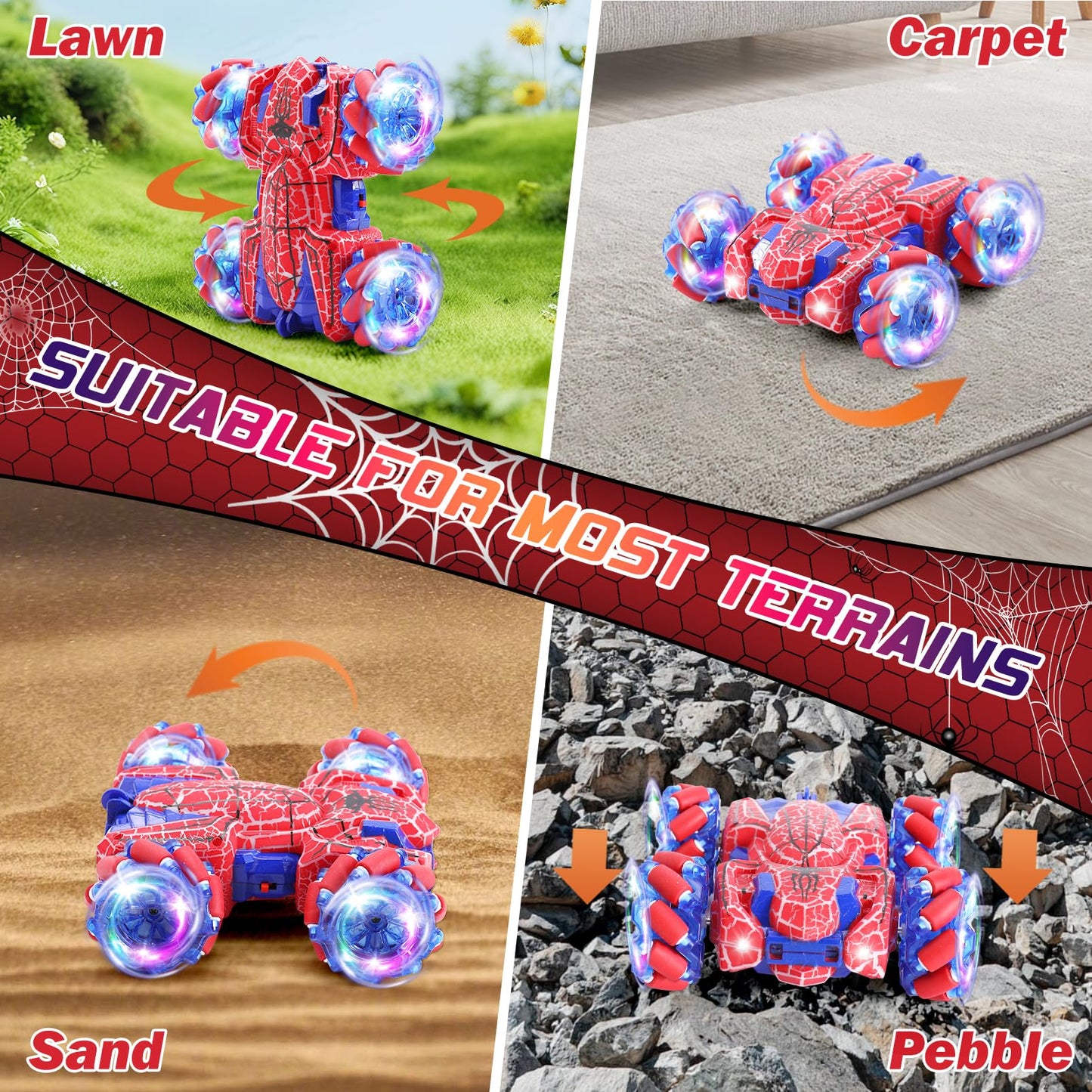 Punieayi Gesture Sensing Remote Control Car, 2.4Ghz RC Cars with Wholebody Light & Headlight, Hand Controlled Double Sided Recha
