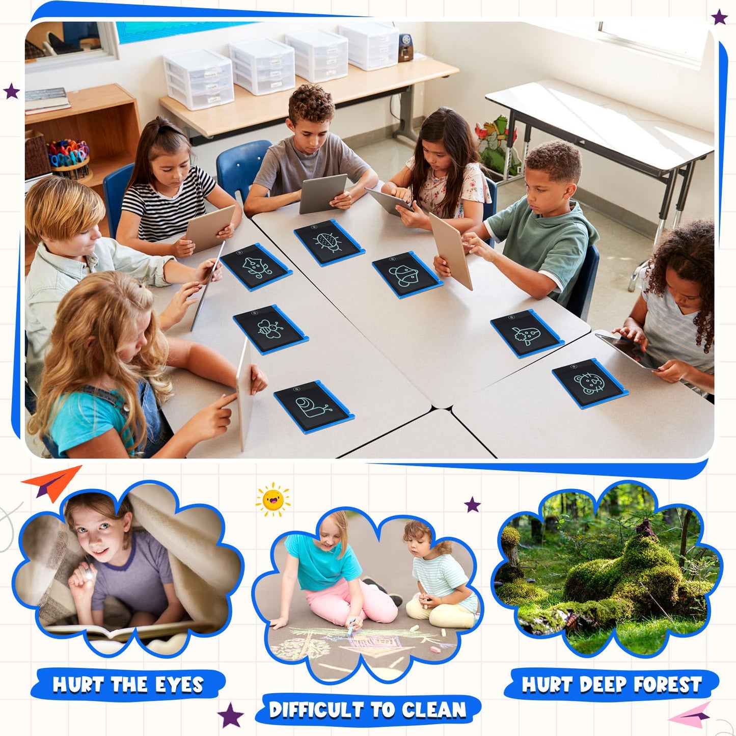 Nezyo 16 Pieces 4.5 Inch Mini LCD Writing Tablet Electronic Doodle Board for Colorful Drawing Tablet Erasable Writing Pad Reusab