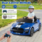 Costzon 12V Ford Mustang GT500 Ride-On Car for Kids, Blue, Large, Remote Control, USB, Radio, High/Low Speed, Soft Start