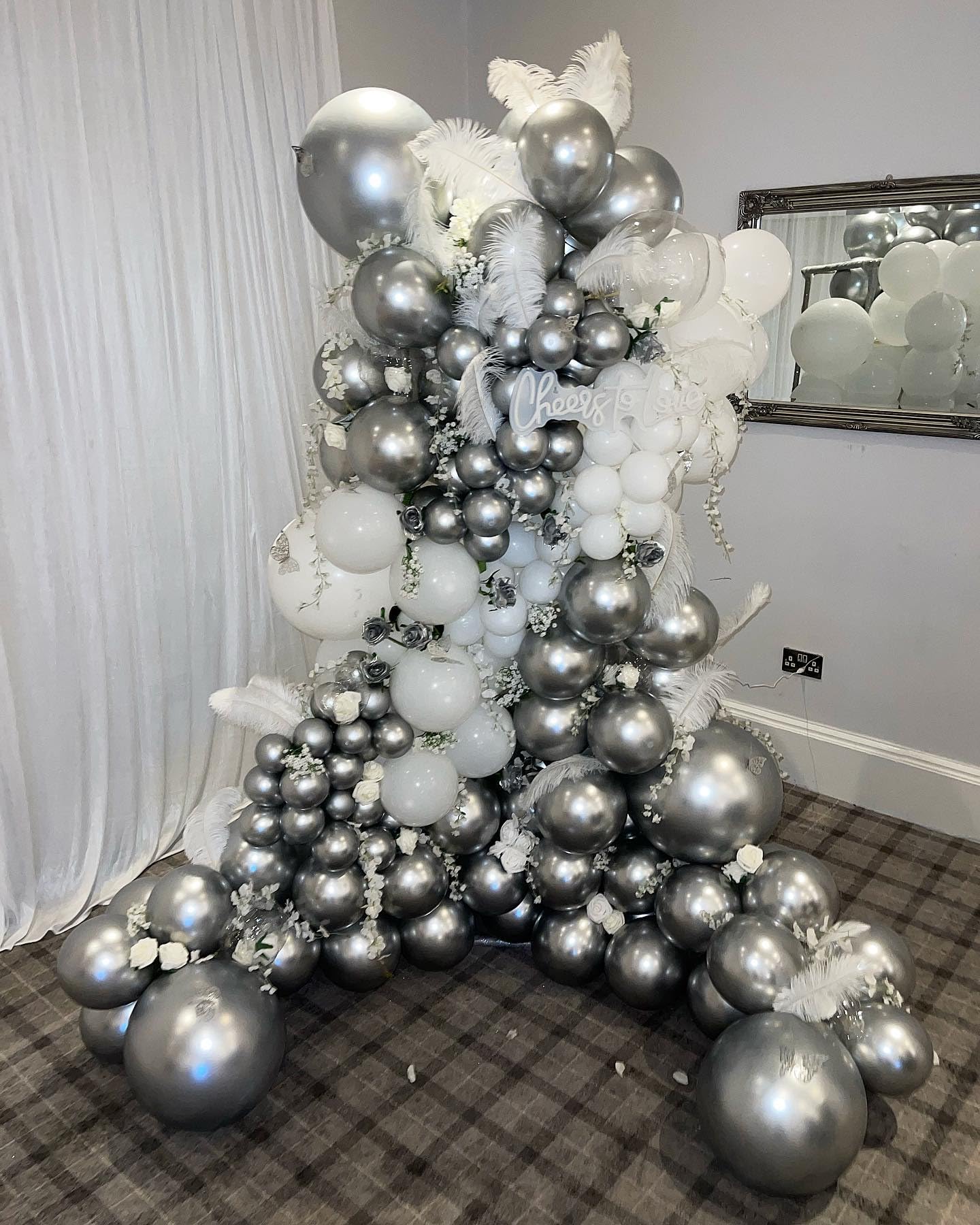 White And Silver Balloons, 60 Pcs Silver And White Balloons Set With Chrome Silver Confetti Metallic Silver Balloons, Globos Pla