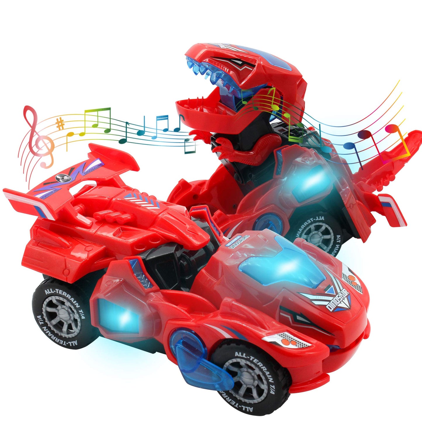 huwairen Dinosaur Toys for 3-6 Year Old Girls Transforming Dinosaur Car with LED Light and Music Gifts for 3 4 5 6 7 Year Old Gi