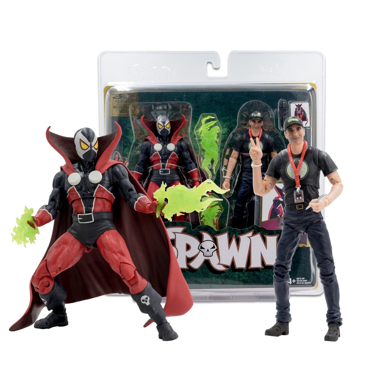 McFarlane Toys Spawn & Todd McFarlane 7in Action Figure 2pk, Multicolor, 30th Anniversary, Model 90169