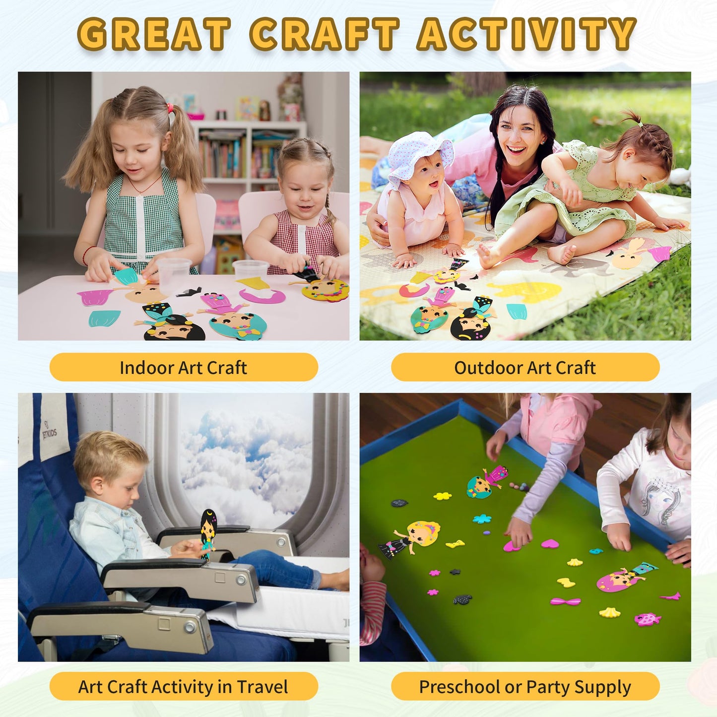 Vkpi 4 Pieces Eva Foam Art Crafts Gift Kit, Creative Make Your Own Princess, Cartoon Foam Paper Craft Projects For Kids Ages 4+