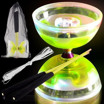 Chitidr Chinese Yoyo Diabolo Set Includes 5 Inch Colorful Led Diabolo Toy Light Up With 2 Pieces Diabolo Sticks, 1 Piece Diabolo