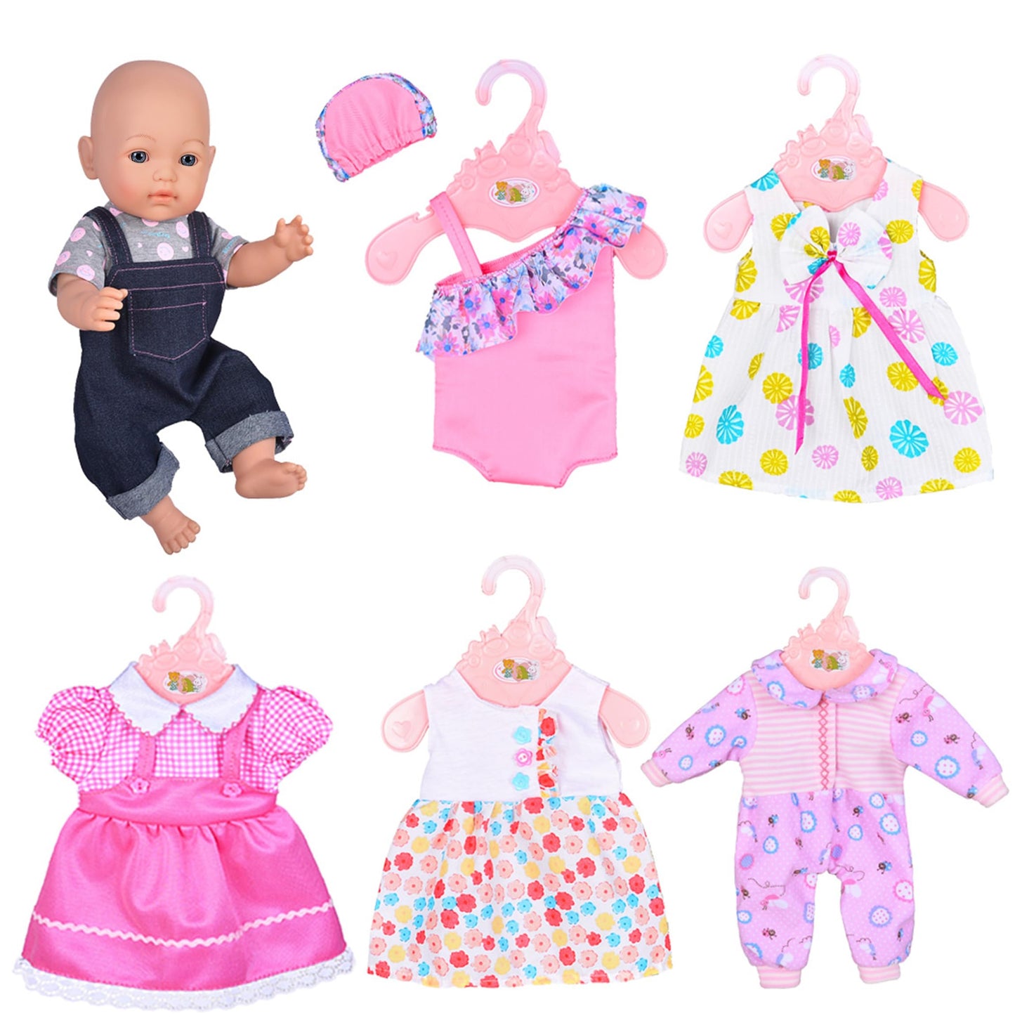 Ebuddy 6 Sets Doll Clothes Outfits For 43Cm New Born Baby Dolls, 15Inch Baby Dolls, American 18 Inch Girl Doll