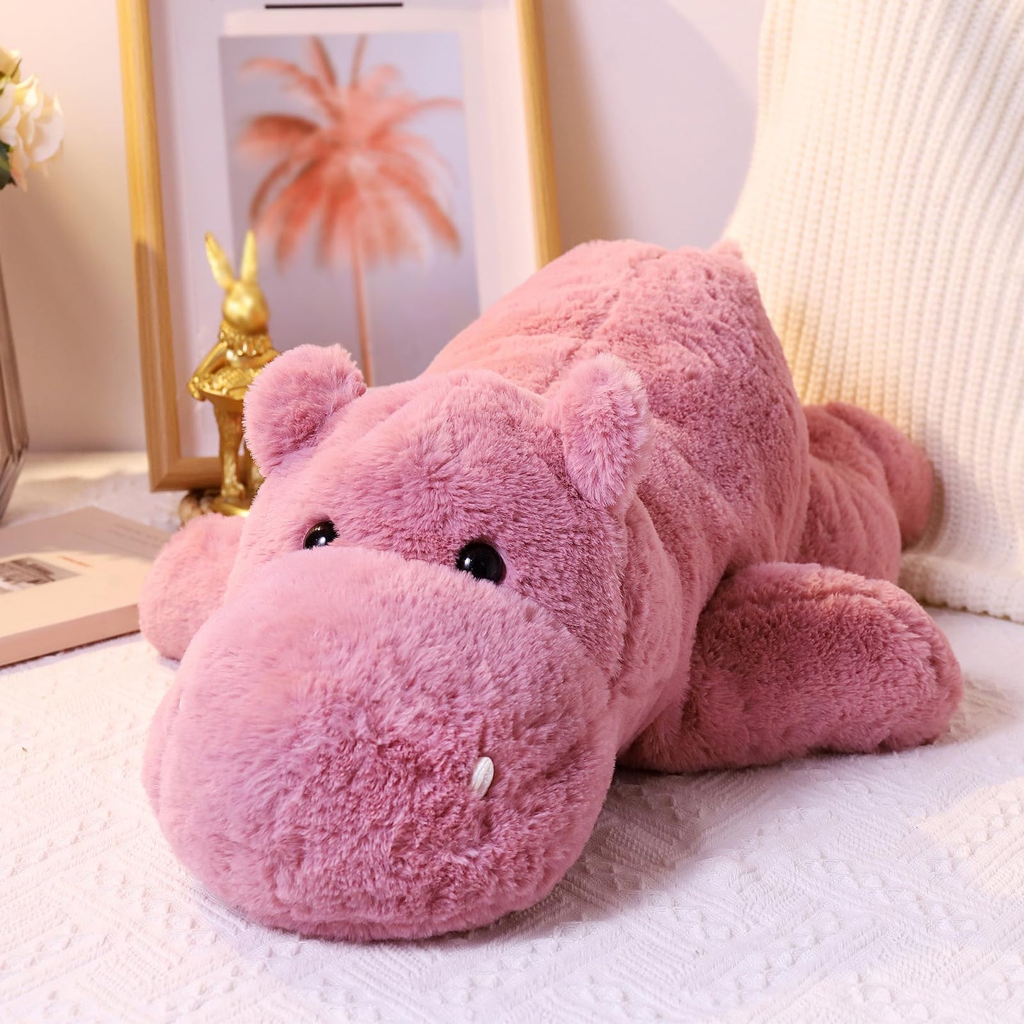 Leahaoe Weighted Stuffed Animals  Soft Pink Hippo Plush  23.6 4.5lbs Medium Hippo Stuffed Animal  Perfect Cuddly Weighted Hippo Plush for Comfort and Relaxation-New