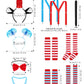 Somsoc 2 Sets Girls Tulle Tutus Striped Stockings Costume Set With Top Hat Headbands Tutu Skirts Suspenders Party Cosplay Set