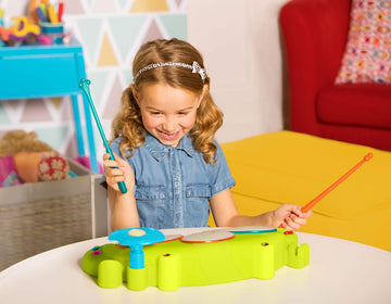 B. toys - Ribbit - tat - tat Musical Drum Set for Toddlers, Light - Up Educational Musical Instruments with 5 Rhythms and Demo S