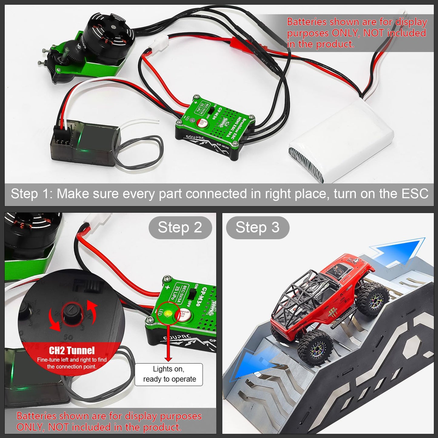 Gouprc 2204 2400Kv Brushless Outrunner Motor With Transmission & 30A Brushless Mini Esc For Scx24 Remote Control Crawler Axial 1