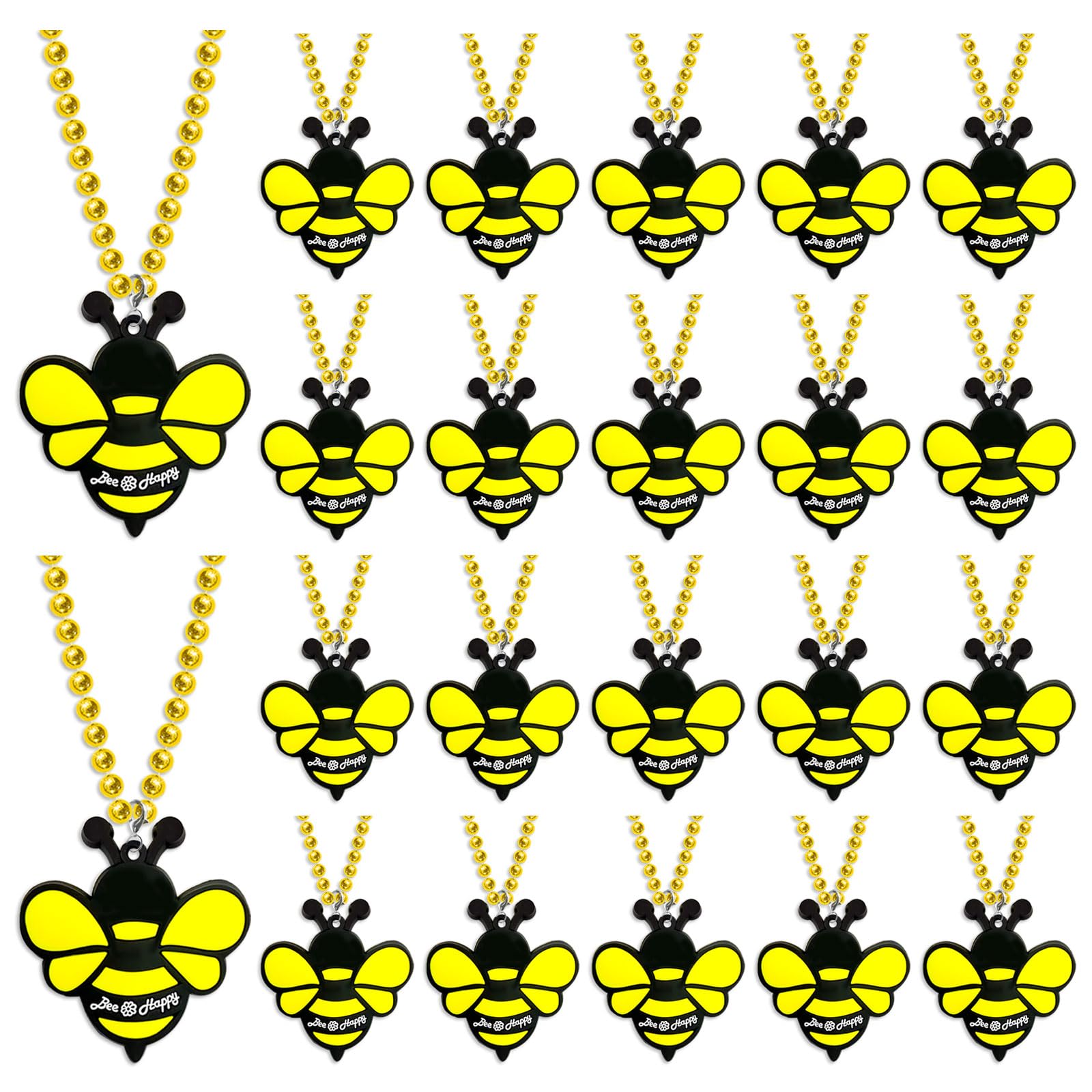 KeeStar 24 Pack Bee Necklace Party Favors for Mommy To Be, Bumble Bee, Honey Bee Party, Baby Shower, Animal Lover, Birthday, Sch