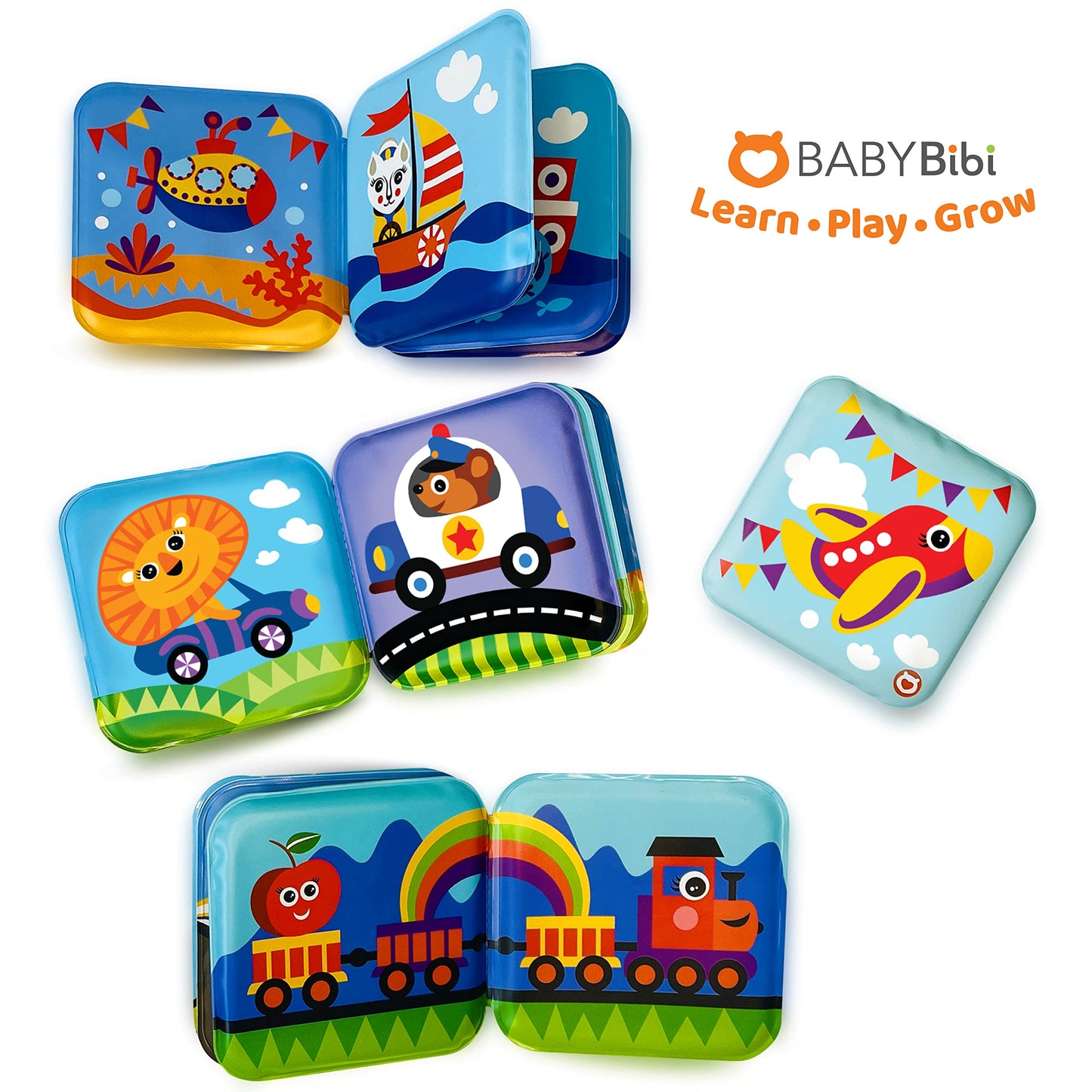 Floating Baby Bath Books - Transport Themed Bath Books For Babies, Infants - Waterproof, Mold-Free Bath Toys For Learning & Earl