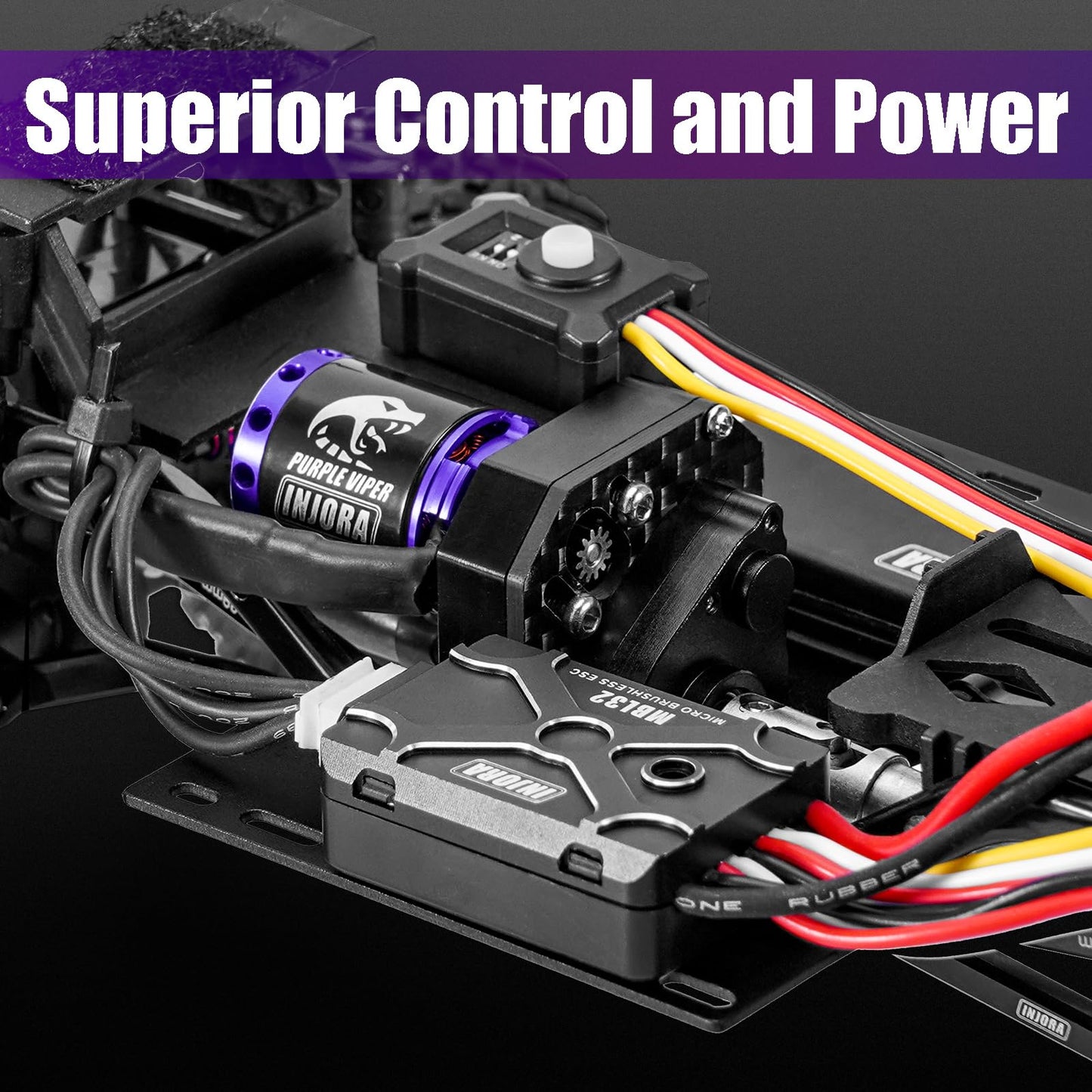 Injora Brushless Micro Mbl32 Esc & 1721 Purple Viper Motor For 1/18 Trx4M Rc Upgrade