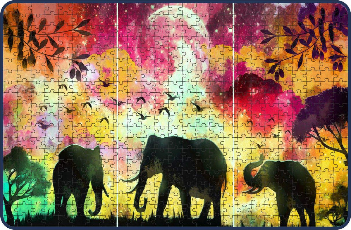 Webby Kid Elephants in A Forest Painting Wooden Jigsaw Puzzle, 500 Pieces