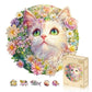 Jigfoxy Wooden Puzzles for mature-themeds  Cat in Flowers Wood Puzzles mature-themed  Unique Animal Shape Wooden Jigsaw Puzzles for mature-themeds  Birthday Gifts for Puzzle Lovers  Family  Friend (M-11.5 * 11.3in-233pcs)
