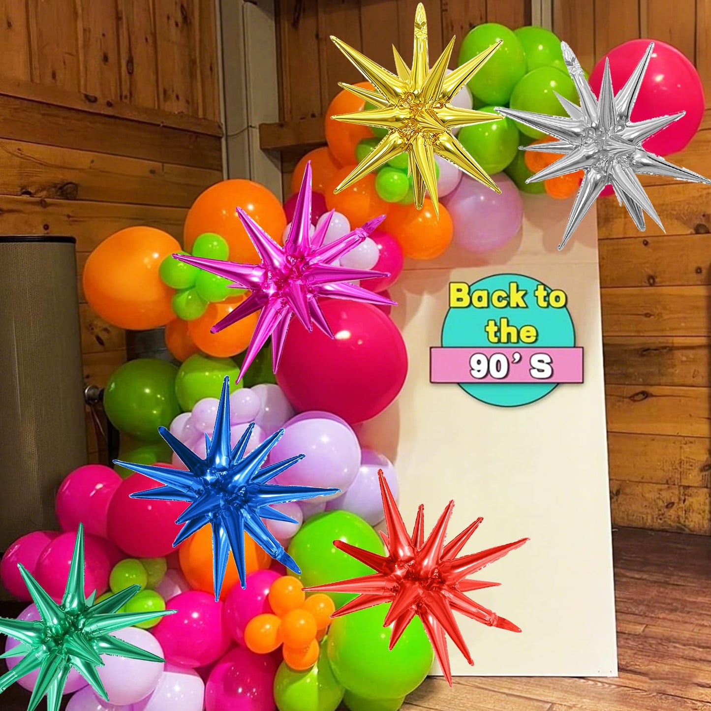 Saxuxu 6PCS Rainbow Star Foil Balloons, 22Inch Colorful Decorations for Birthday, Graduation, Wedding, Christmas, New Year Parties