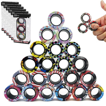 24Pcs Magnetic Rings Fidget Toys Spinner Set,Finger Magnet Rings Endless Hours Of Fun Adhd Stress Relief Fidget Spinner For Relieve Anxiety Birthday For Adults Teens Kids Valentines Day For Kids