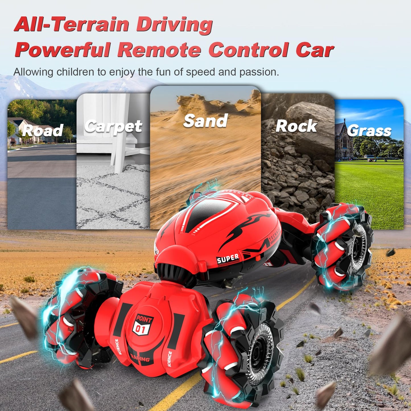 Fosgoit RC Car Toys for Boys Girls 6-12, Birthday Xmas Gifts for 6 7 8 9 10 11 12 Years Old, Gesture Sensing RC Stunt Car with L