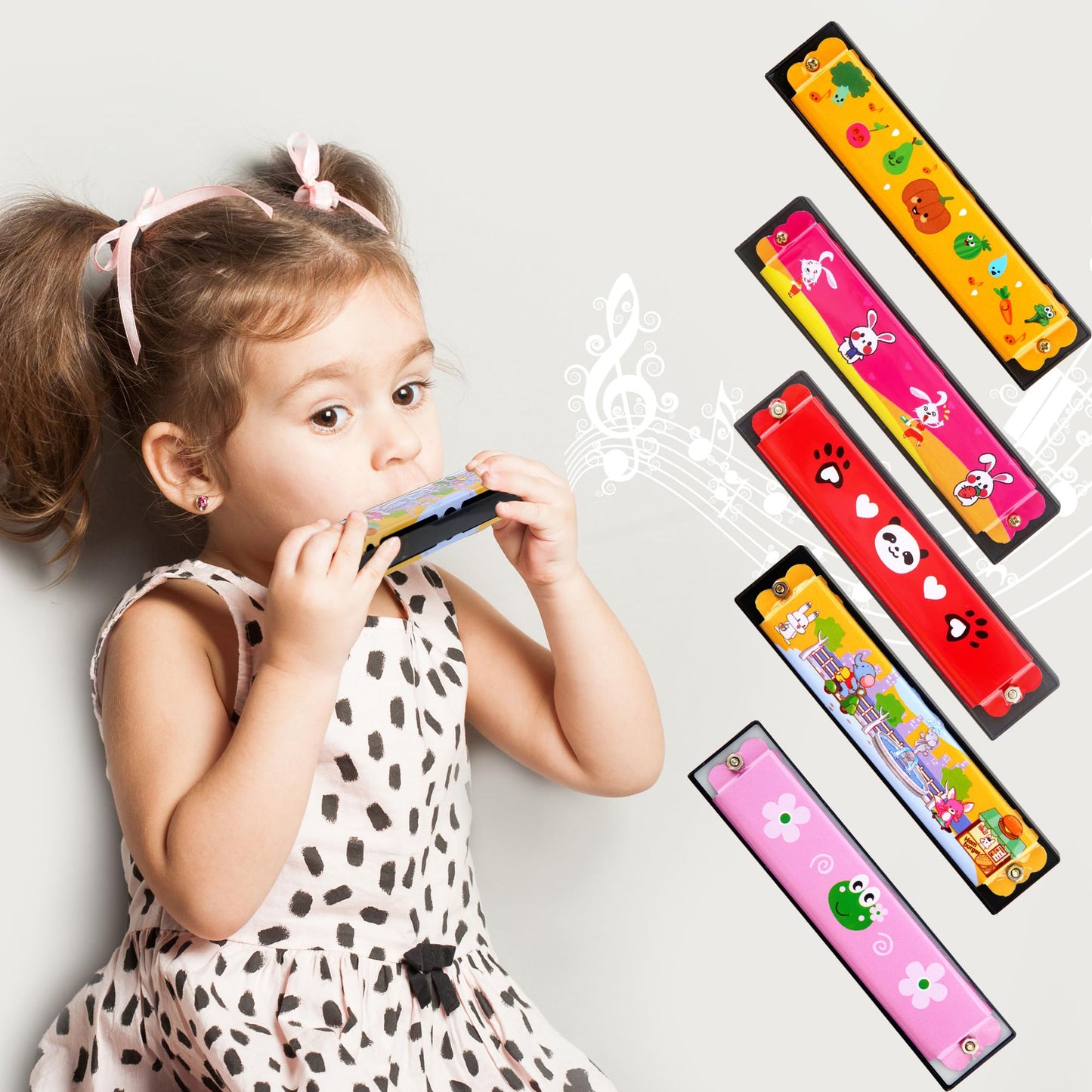 30 Pack Harmonica Toy Cartoon Harmonica with Double Row of 16 Holes Musical Instrument Toy for Toddler Kids mature-themed Beginners' Musical Instrument Toy Gift  Random Color