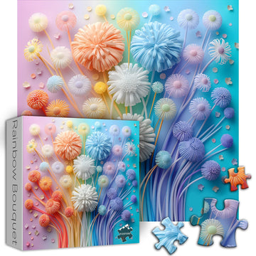 Flower Puzzles For Adults 1000 Pieces, Impossible Floral Puzzles, Colorful Rainbow Gradient Puzzle Hard,Challenging Spring Jigsaw Puzzles 1000 Pieces