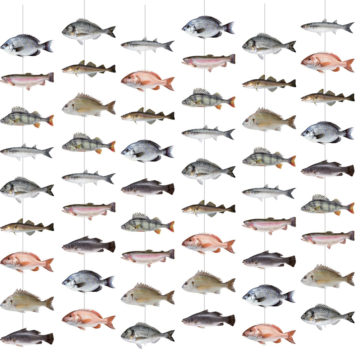 Pasimy 8 Pcs Fish Party Decoration Banner Fish Garland Birthday Party Supplies for Fisherman Competition Tournament Retirement B