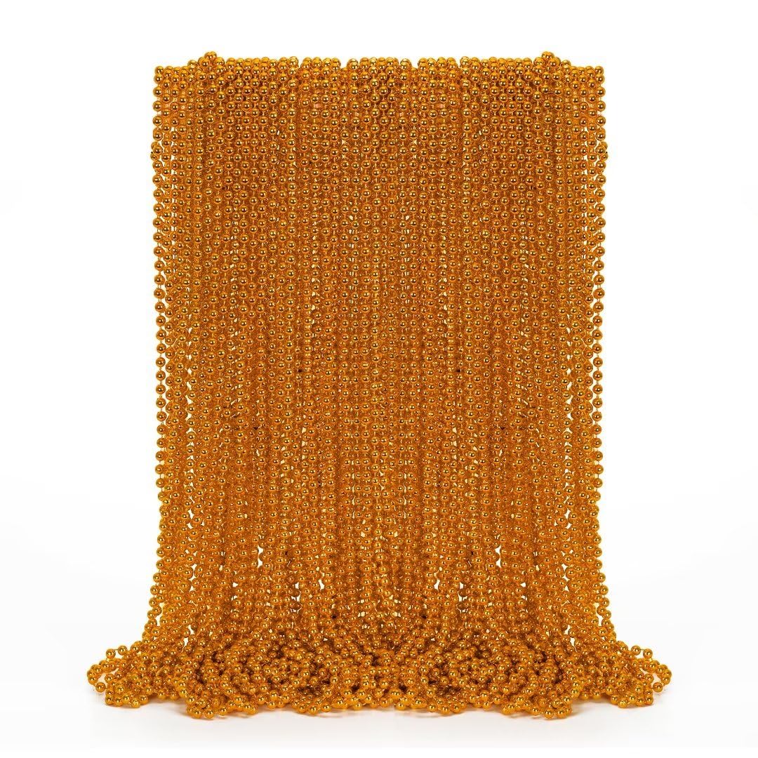 Eoboh 50Pcs Bead Necklace, Orange Bead Necklaces Party Favors Bulk, 33'' Mardi Gras Necklaces, Festival Parade Throw Accessories