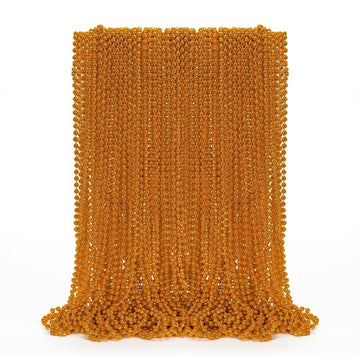 Eoboh 50Pcs Bead Necklace, Orange Bead Necklaces Party Favors Bulk, 33'' Mardi Gras Necklaces, Festival Parade Throw Accessories