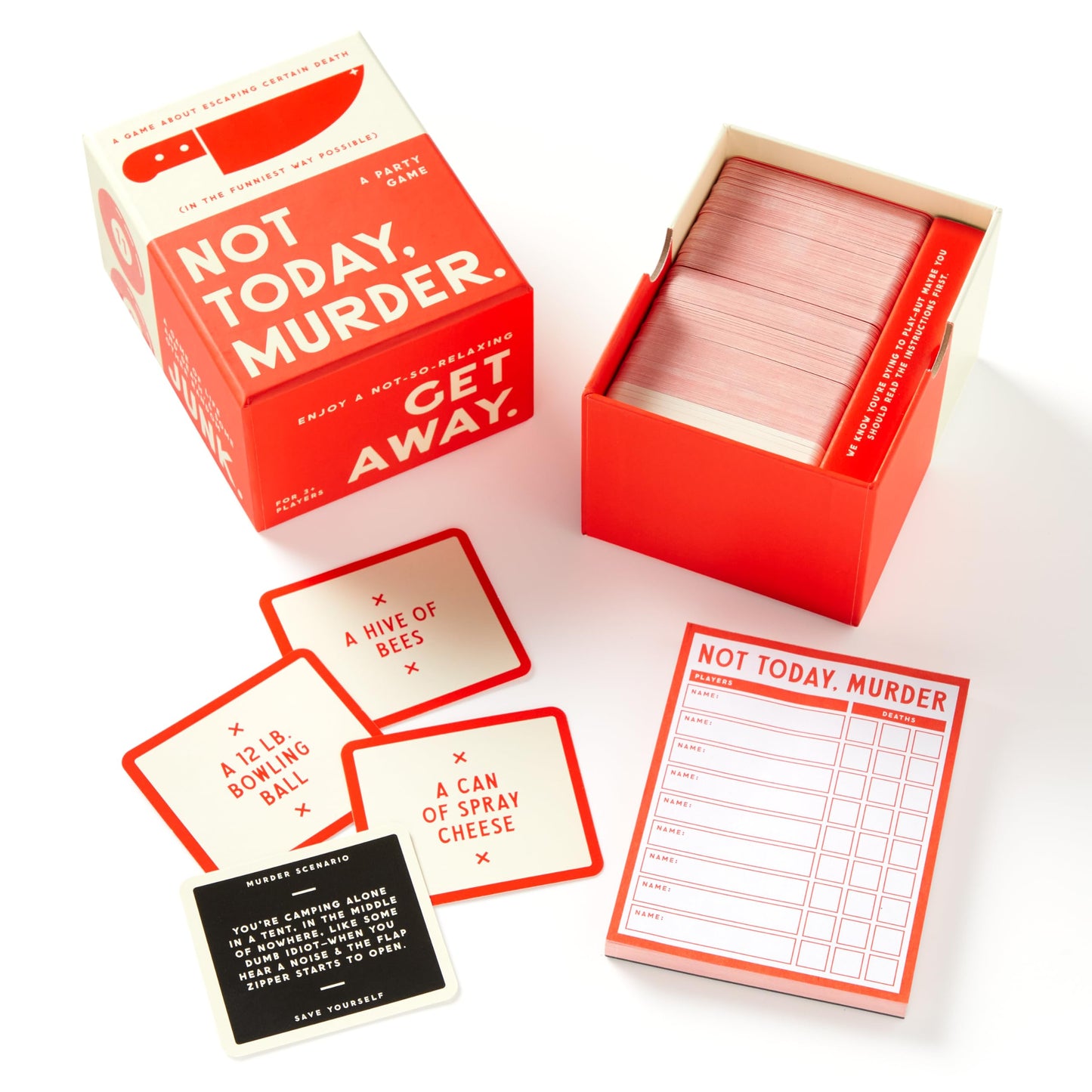 Brass Monkey Not Today, Murder - Social Party Game with 300+ Game Card Prompts for Escaping Murder Scenarios