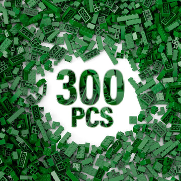 300 Piece Green Bricks Bulk Assortment Pack, Brick Accessories For Building With 12 Size, Compatible With Lego Parts And Pieces