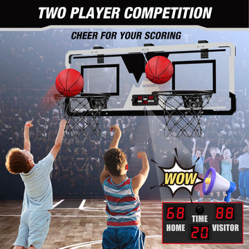 Hyes 2 Player Basketball Game, Dual Shot Over The Door Mini Basketball Hoop Indoor With Scoreboard, Basketball Toy Gifts For Kid