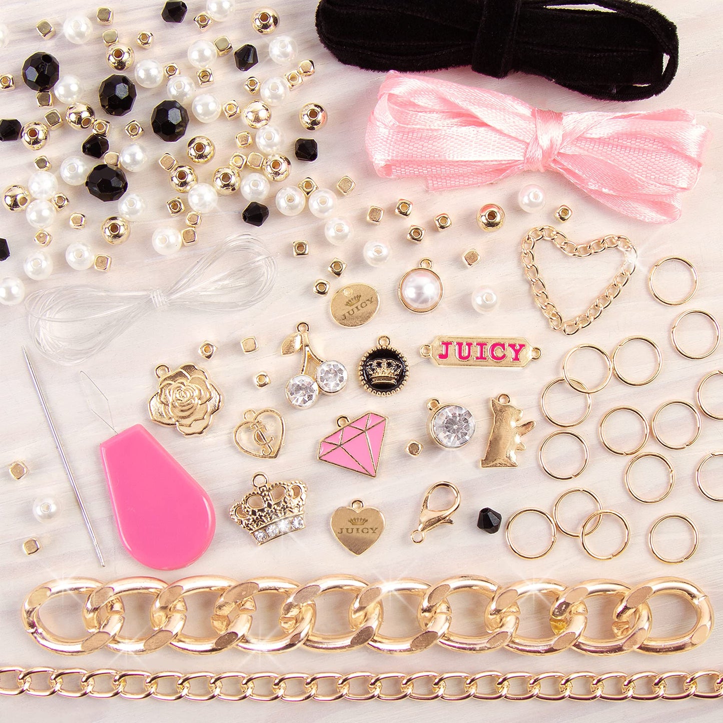 Make It Real: Juicy Coture Chains & Charms, Diy Bracelet Kit, Includes 12 Juicy Coture Charms, Makes Up To 5 Bracelets, Helps Young Girls Develop Fine Motor & Visual Skills, For Ages 8 And Up