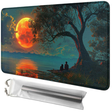 RWUTYTIUL Card Playmat 24 X 14 Inch with Playmat Tube Bag, Card Gameplay Playmat with Stitched Commander Deck Board MTG RPG CCG 