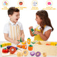 Wooden Play Food Set for Kids Kitchen | Velcro Chopping Veggies & Fruits Toy Food Set with Storage Case & Bag, Play Kitchen Acce