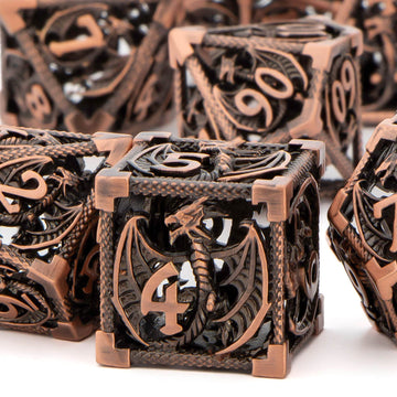 KERWELLSI Hollow DND Dice Set D&D with Gifts Box, 7pcs Polyhedral Metal D and D Dice for Role Playing Game, Dungeon Dragon Dice 