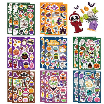 16 Sheets Halloween Stickers For Kids Halloween Theme Stickers Non-Repeating,Halloween Goodie Bag Fillers Halloween Party Favors