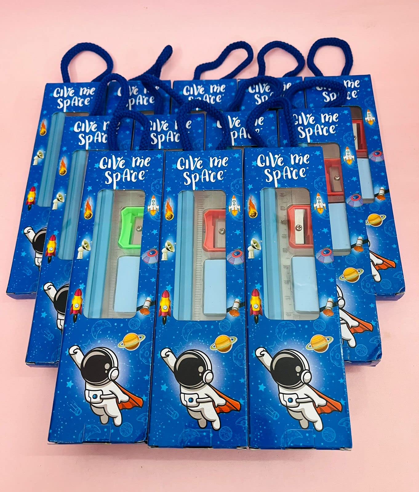 Tera 13 Cartoon Small Stationery Gift Pack For Kids For Birthday Return Gifts Pencil Set Eraser Sharpener Scale Combo Space Them