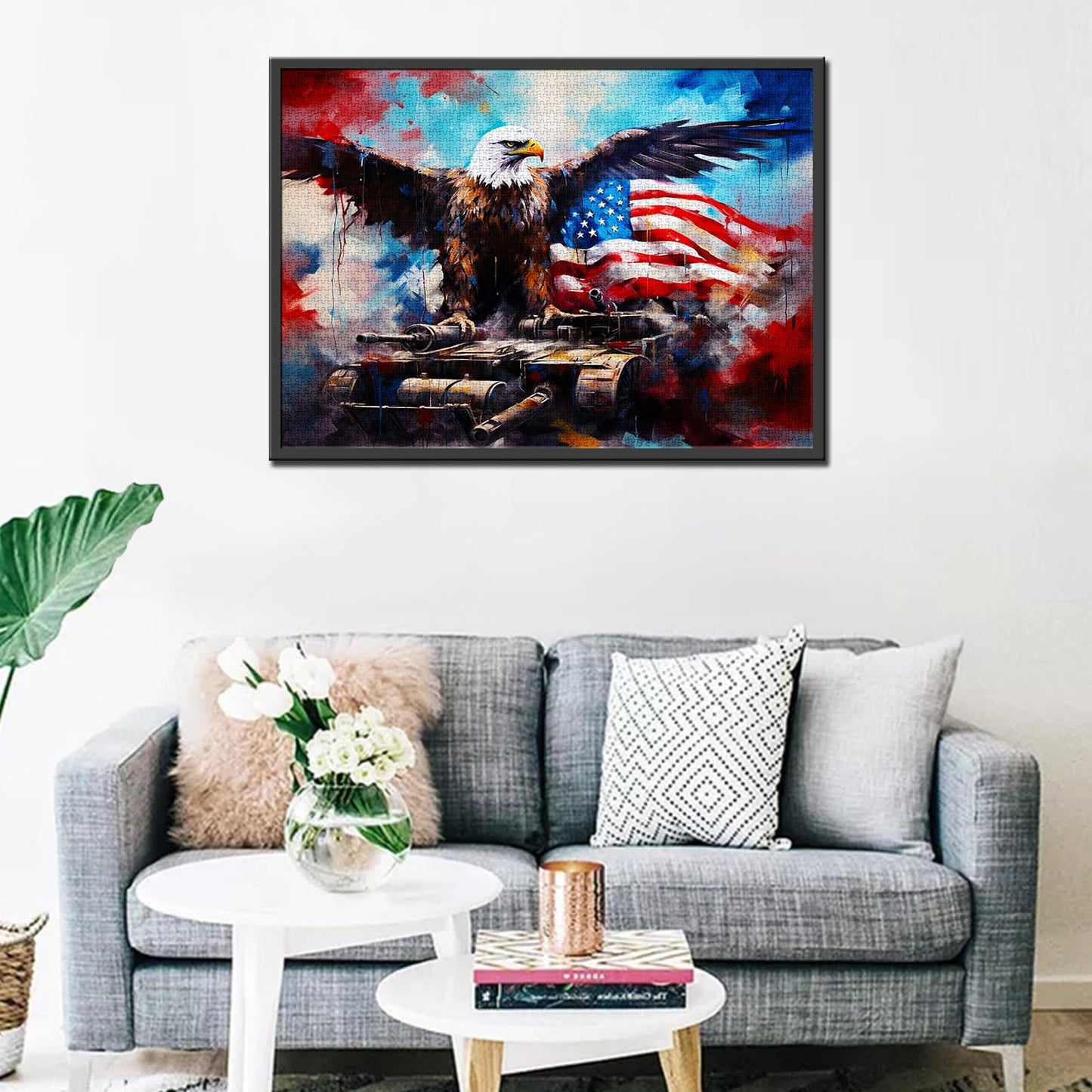 Bald Eagle Spreading Wings 1000 Pieces mature-themed Jigsaw Puzzle American Flag Tank Perfect for Fun Brain Puzzle Lovers Vibrant Illustrations and Quality Pieces Challenging and Relaxing Great Gift Idea