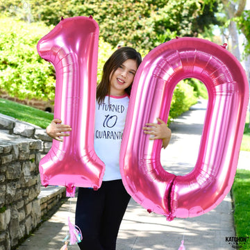 Giant Hot Pink 0 Balloon Numbers - 40 Inch | Pair 0 Digit Balloon To Other Number Balloons | Pink Zero Balloon For Birthday Party Supplies | Zero Pink Balloon Balloon | Pink Birthday Party Decorations