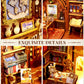 Ourmiao Book Nook Kit Library, Diy Booknooks Kit For Adults Teens With Sensor Lights, Bookshelf Diorama Miniature Scenes Insert