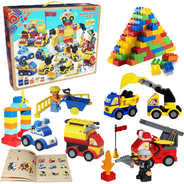 Klobroz Building Blocks For Toddlers 2-5, 171 Pieces Blocks Car Set For Kids Classic Large Building Bricks Compatible With All Major Brands Educational Toys For All Ages