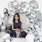 White And Silver Balloon Arch Garland Kit,White Silver Star Confetti Metallic Balloon Decoration With 18 Inch 4D Disco Silver Fo