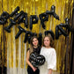 Happy Birthday Balloons Banner, Black Happy Birthday Foil Balloons 16 Inch Mylar Foil Letter Balloons With 8 Pcs Black Silver St