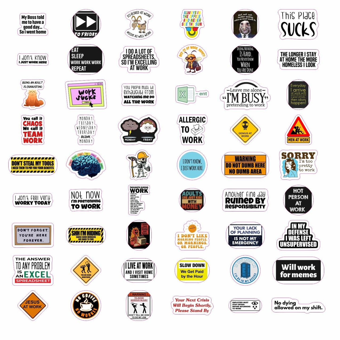 Bulbacraft 100Pcs Funny Work Stickers For Adults, Stickers For Adults Work, Adulting Stickers Work, Funny Office Gifts For Cowor