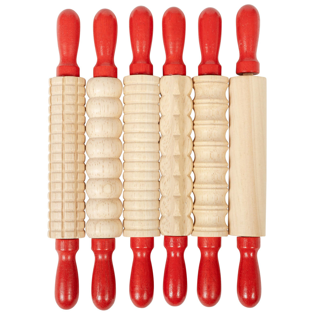 READY 2 LEARN Mini Textured Wooden Rolling Pins  Set of 67.25 inches  Turning Handles  Rollers for Kids Dough, Crafts, Imag