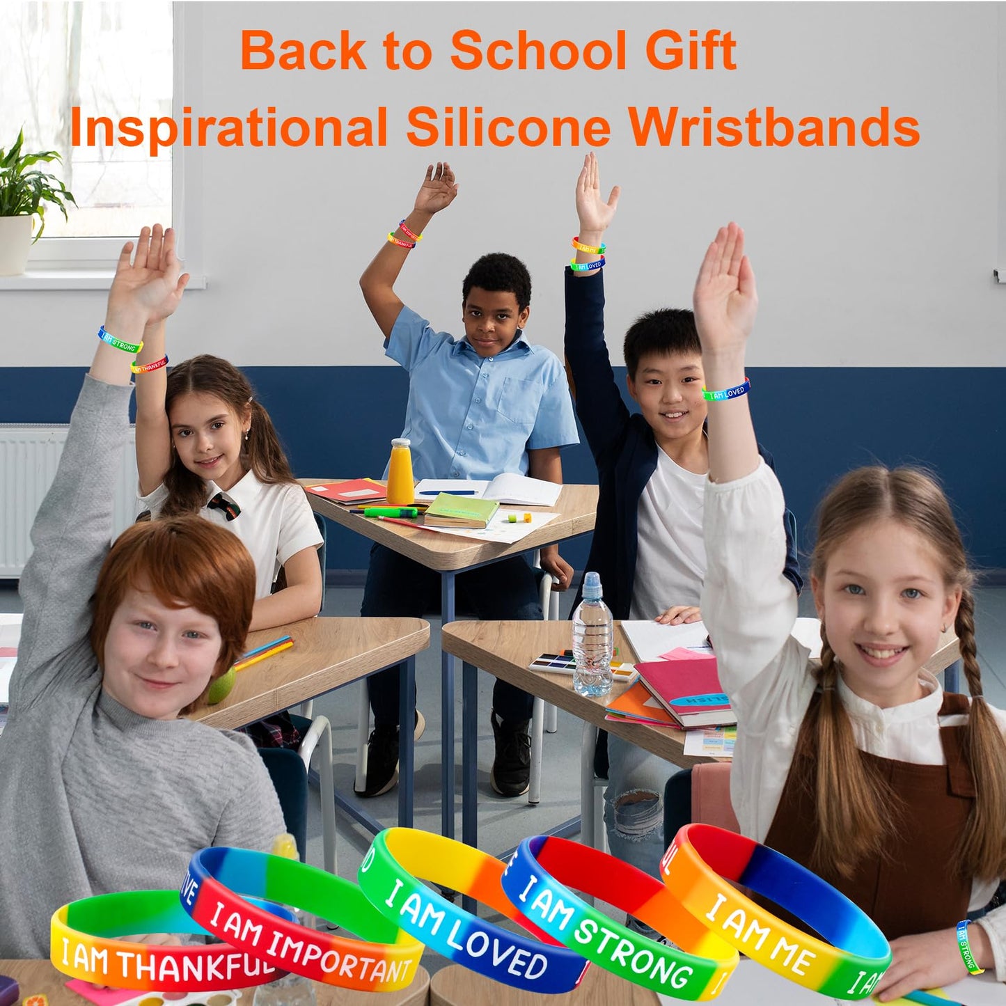 QEERBSIN Inspirational Silicone Wristbands Motivational Quotes Rubber Bracelets Back to School Gift Back To School Gift for Stud