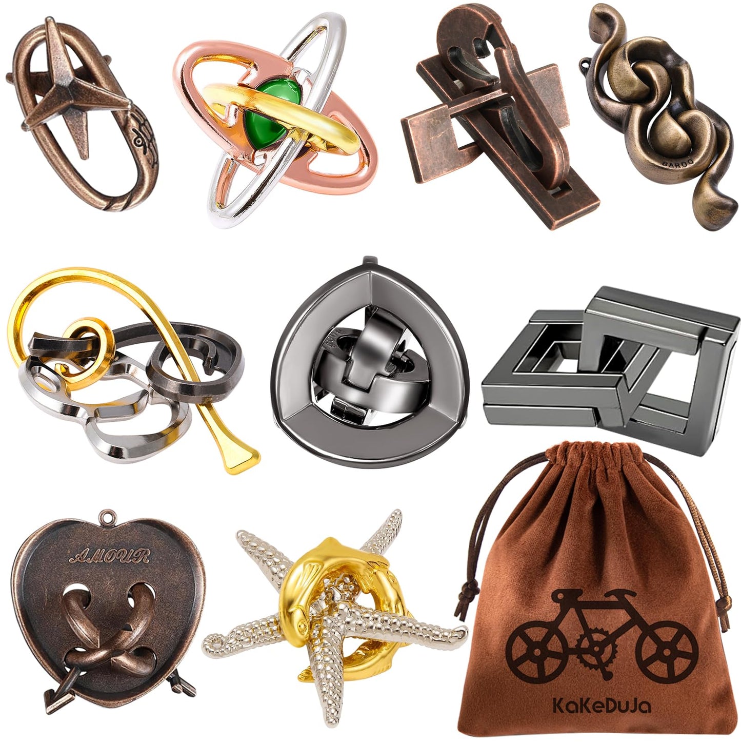 9pcs Metal Puzzle for mature-themed Disentanglement Puzzles Lock Puzzle Games Set Gift for mature-themeds Teenagers