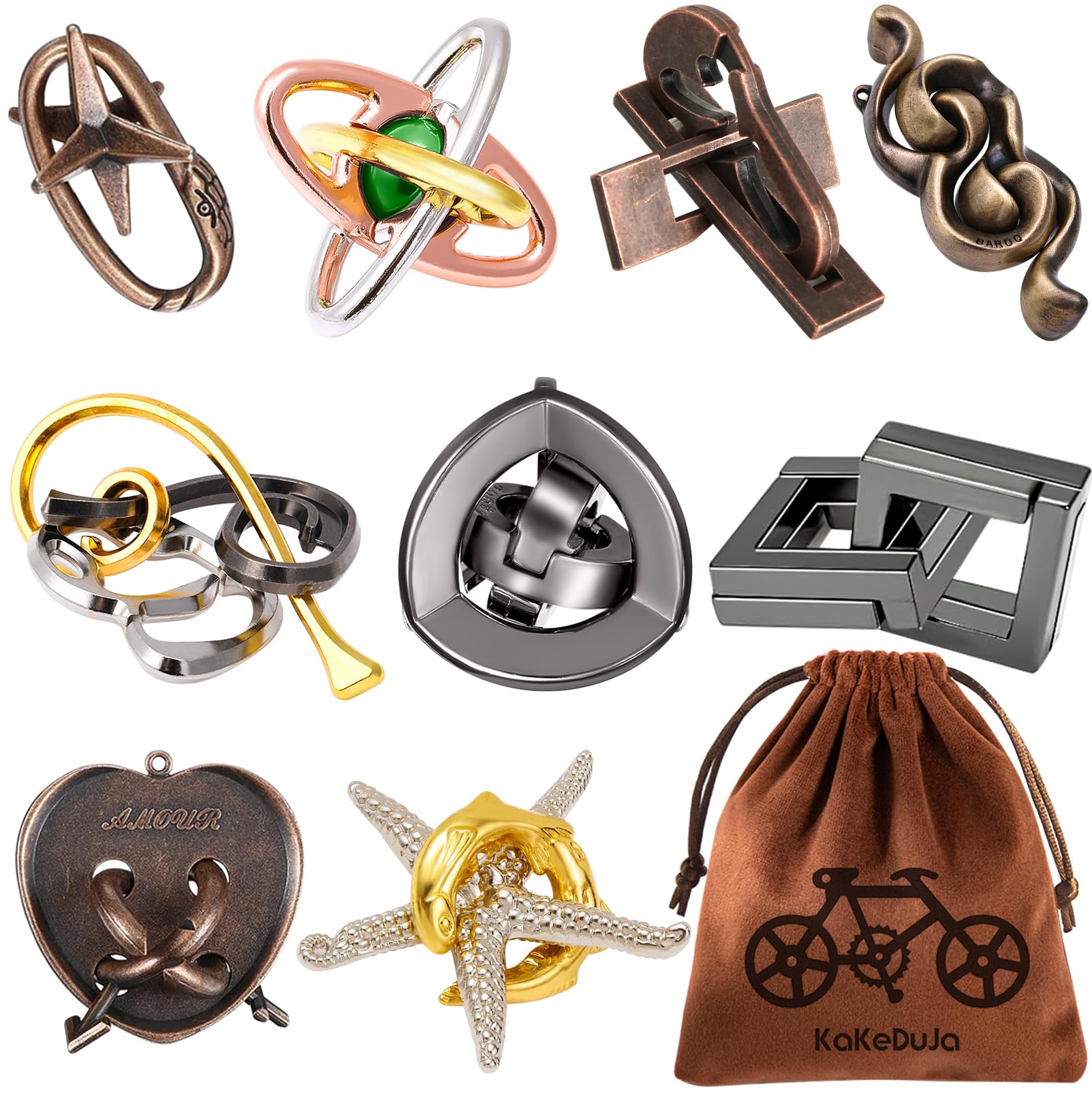 9pcs Metal Puzzle for mature-themed Disentanglement Puzzles Lock Puzzle Games Set Gift for mature-themeds Teenagers